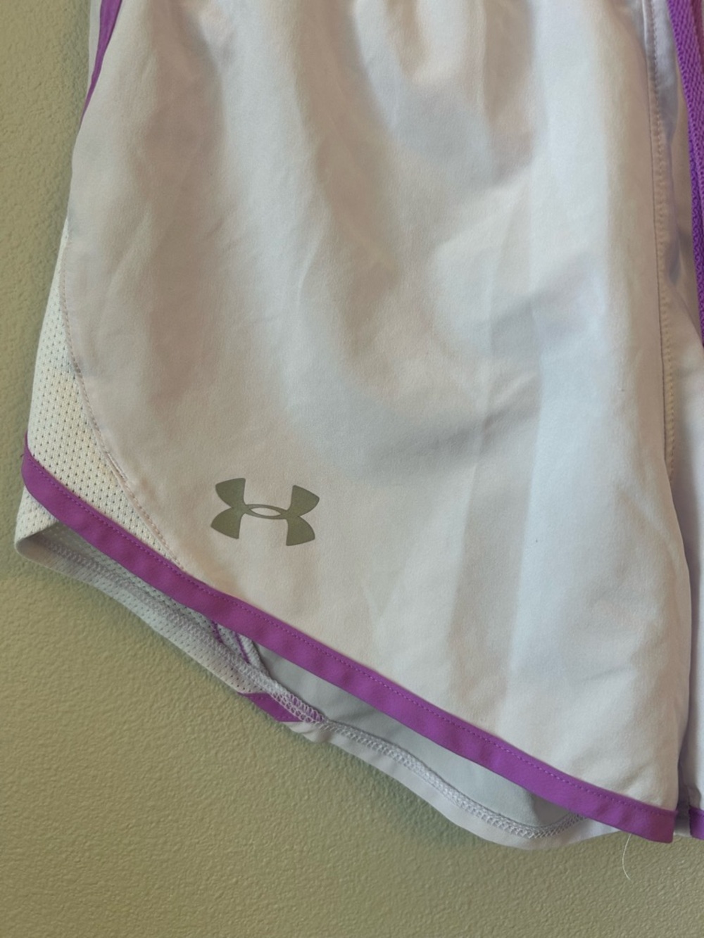 Under Armour White Athletic Shorts with Purple Trim - Picture 5 of 9